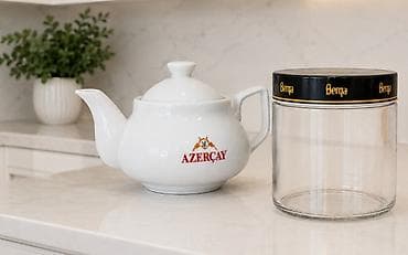 azerbaycan bayrağı: Çay dəsti, rəng - Ağ, Keramika, Azərbaycan — 1