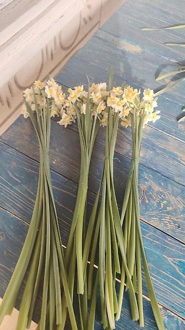 Nərgiz gülü dəstləri - Çiçək: ağ-sarı rəngli nərgiz (xoş ətirli — 3