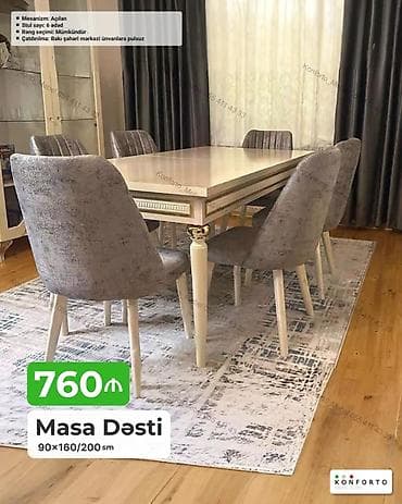 kohnə stul: Masa Dəsti – 90×160/200 sm - Açılan mexanizmli masa: gündəlik 160 sm — 1