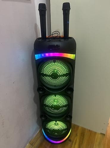 mikrofon: Karaoke üçün portativ səs sistemi – 3 iri dinamikli, LED işıqlı — 1