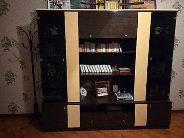 lacin mebel instagram: Şkaf-vitrin və kitab rəfi kombinasiyası - Rəng: tünd qəhvəyi korpus — 1