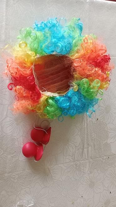 cırt cırt saclar: Klovn kostyumu dəsti - Parlaq atlas materialdan ikirəngli (sarı və — 3