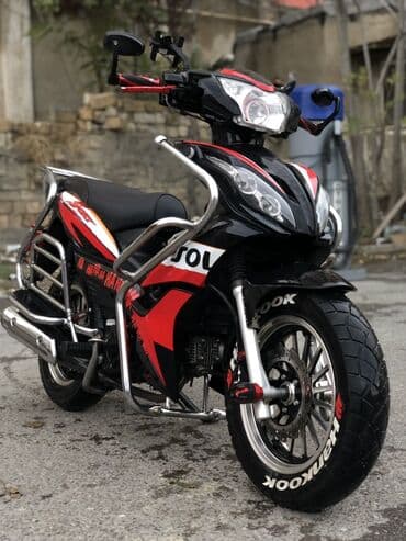 cücə satışı 2021: Sport üslublu skuter/moped Barter var: - Aqressiv dizayn: qara-qırmızı — 2