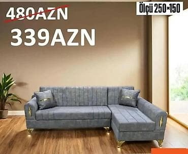 L‑şəkilli yumşaq künc divan - Ölçü: 250 × 150 sm (şaquli künc hissə
