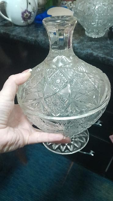 suse qab: Klassik kəsim naxışlı şüşə/kristal qablar dəsti - Material: şəffaf — 1