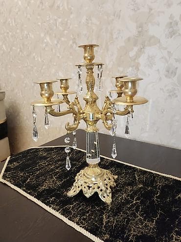 ucuz perdeler: Klassik üslubda 5 şam yuvalı şamdan - Material: metal (qızıl suyuna — 1