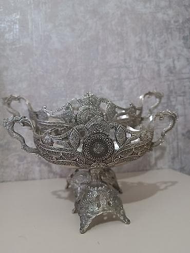 luminarc qablar: Satılır 3 ədəd köhnə filigran naxışlı dekorativ metal qab dəsti — 5