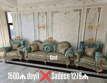 Klassik üslubda dəst mebel – 3+1+1 - Komlektasiya: 3 nəfərlik divan, 2