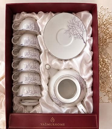 Qab-qacaq və mətbəx ləvazimatları: Çay dəsti, rəng - Ağ, Keramika, 6 nəfərlik, Türkiyə — 1