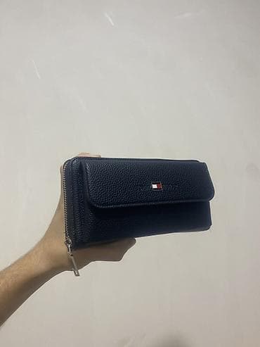 Çantalar: Qara rəngli kişi əl çantası / clutch - Material: toxumalı süni dəri - — 1