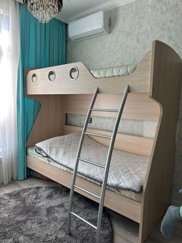 двухъярусная кровать для детей: Oğlan və qız üçün, İşlənmiş, Çarpayı, Matras ilə, Siyirməsiz, MDF — 3