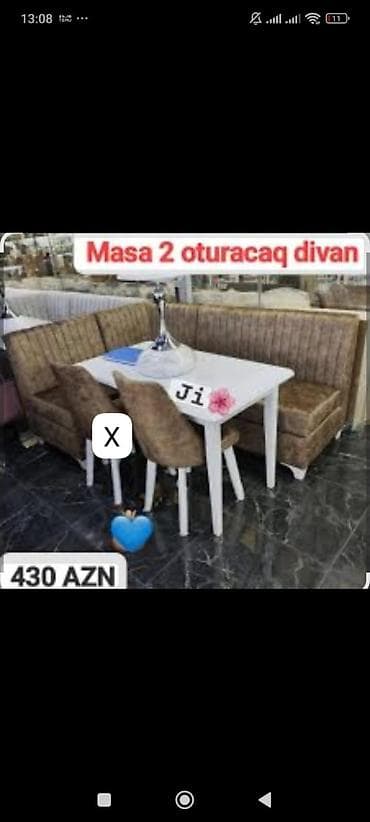 ag masa: Mətbəx/kafe üçün künc dəsti: - 1 ədəd düzbucaqlı masa (ağ rəngdə, düz — 1