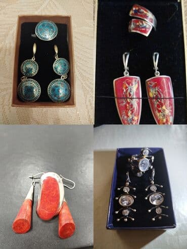 firuzə qaşlı uzuklər: Zərgərlik dəstləri və sırğalar kolleksiyası - Emal işləməli — 1