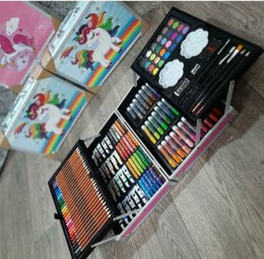 uşaqlar üçün casus dəsti: 🎨Rənkləmə rəsim seti. 🖌145 parcadan ibaretdi. 🧳diplomat rəsim dəsti — 10