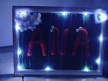LED işıqlı dekorativ tablo – “ANA” - Ağ plastik çərçivəli, qaranlıqda — 2