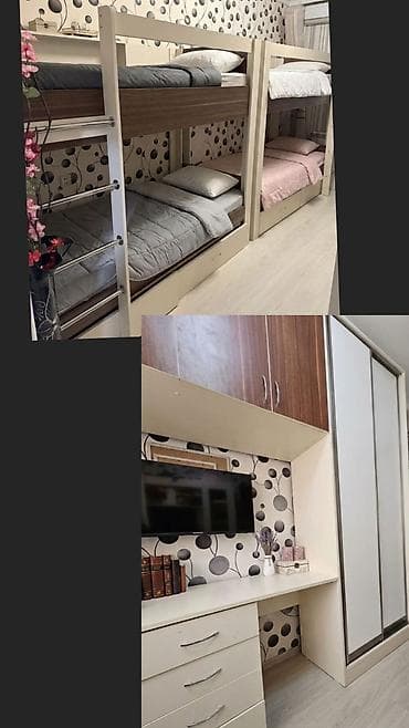 2 divan: Gənc otağı İkimərtəbəli 2 ədəd çarpayı, yan şkafı yazı masası Normal — 1
