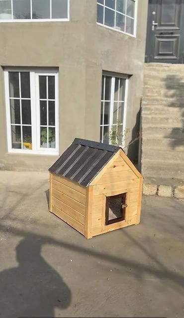 it satishi: Taxta it evi - Material: təbii ağac panellərindən yığılmış korpus — 1