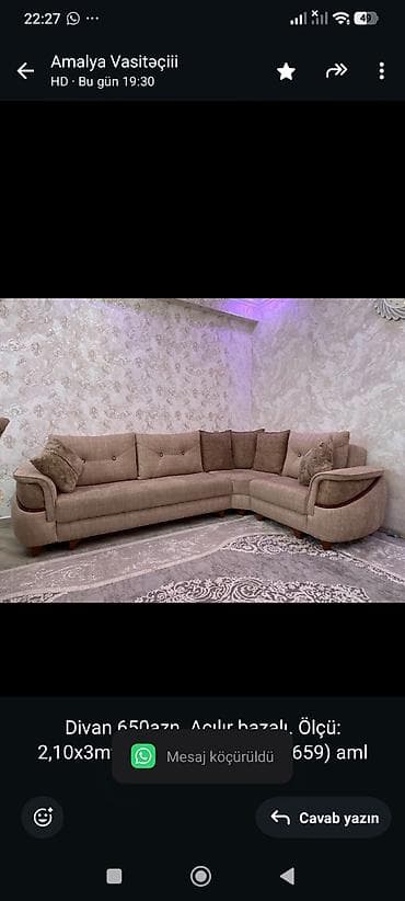 Künc divan, Açılan, Bazalı, Çatdırılma yoxdur — 1