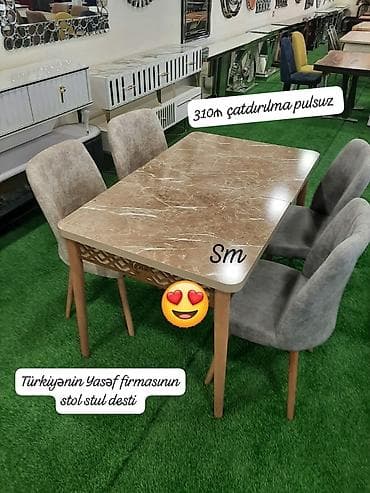 Mətbəx üçün, Yeni, Açılan, Dördbucaq masa, 4 stul