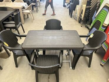 açılan masa modelleri: Yeni, Dördbucaq masa, 6 stul, Açılan, Stullar ilə, Plastik, Türkiyə — 5