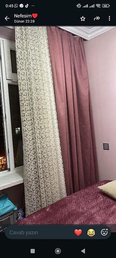 Qatar dəsti – qara-out pərdə və tül - Material: sıx, axıcı teksturaya lalafo.az -da Qatar dəsti – qara-out pərdə və tül - Material: sıx, axıcı teksturaya
