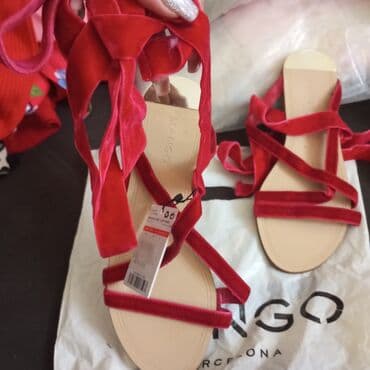 tekstil uşaq şəp şəpləri: Zara, Ölçü: 37, rəng - Qırmızı, Yeni — 4