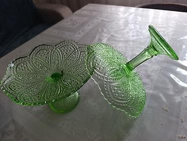 Tort və şiriniyyat qabı, rəng - Yaşıl, Şüşə