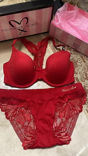 don modelleri 2023: Victoria’s Secret qadın daxili geyim dəsti – qırmızı Tam oriqinal.👍👍👍 — 4