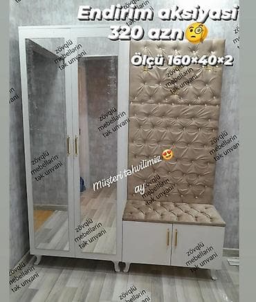2 qapılı, Güzgülü, Bej, Açılan, Düz dolab — 1