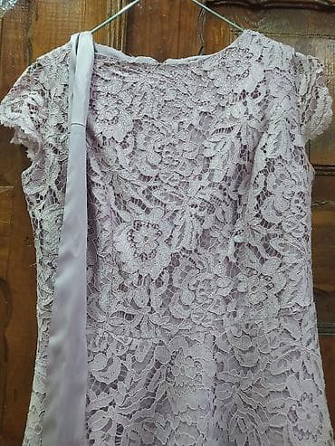 Женская одежда: Mauve/lilalı rəngdə zərif krujeva qadın paltarı. - Model: A-kesim — 2