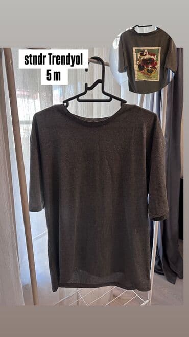 Trendyol “stndr” köynək - Rəng: tünd boz (melanj) - Üst hissə: ön