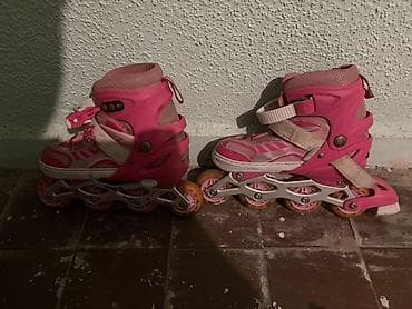 Ролики: Uşaq üçün təkərli konkiseti – inline roller skates - Rəng: çəhrayı-ağ — 2