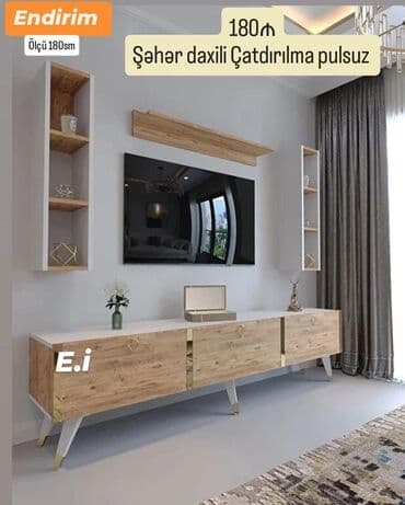 Uşaq və gənc otağı üçün dəstlər: Düz TV altlığı, Polkalı, Taxtalı