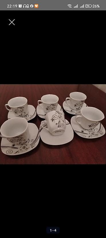 kofe dəsti: Qəhvə dəsti, rəng - Ağ, Farfor, Schafer, 6 nəfərlik, Türkiyə — 1