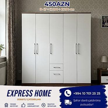 paltar dolab: Yeni, 5 qapı, Siyirməli, Açılan, Düz dolab — 1