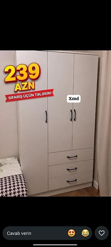 tek taxt: Yeni, 3 qapılı, Siyirməli, Boz, Açılan, Düz dolab — 1