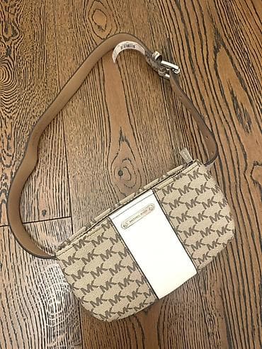 Michael Kors çiyin/çapraz çanta - Dizayn: Bej-qəhvəyi monoqramlı MK