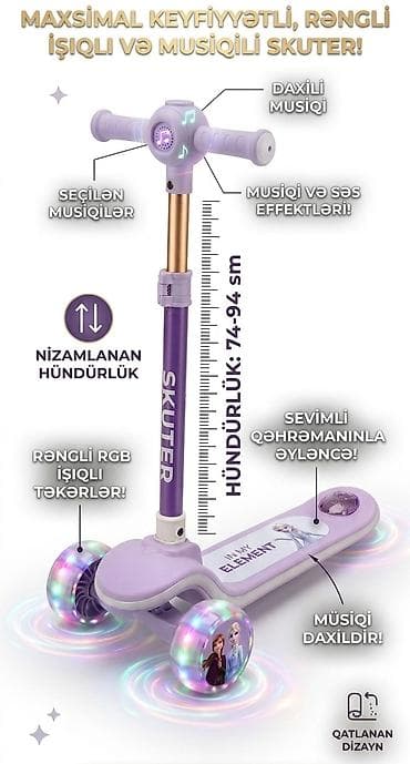 ses boqucu: Uşaq skuterı – işıqlı və musiqili model - RGB rəngli, işıqlı — 4