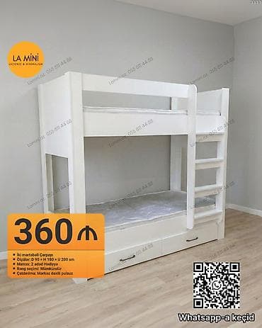 usag carpayisi: İki mərtəbəli çarpayı — lakonik və minimalist dizayn - Material: ağ — 1