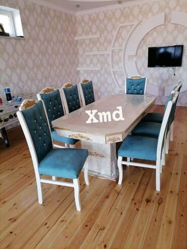 Masa və oturacaq dəstləri: Qonaq otağı üçün, Yeni, Açılmayan, Oval masa, 6 stul — 2