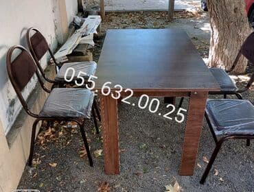 bağça üçün: Yeni, Kvadrat masa, 4 stul, Açılmayan, Stullar ilə, Metal, Azərbaycan — 20
