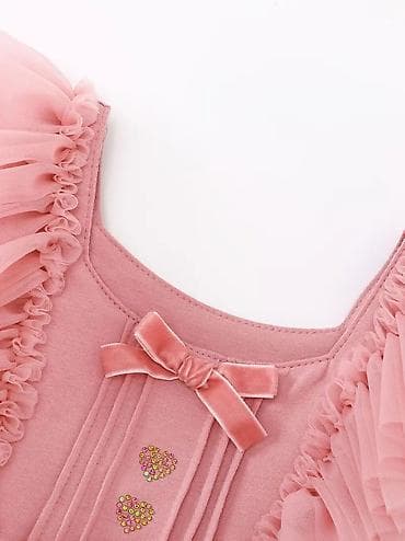 oz dirnagina gel: Məhsul: Qız uşaqları üçün şifon-paxlava tərzli pərdəli paltar - Rəng — 4