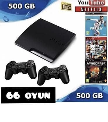 ps 4 oyun diski: PlayStation 3 (PS3) Slim oyun konsolu paketi - Daxili yaddaş: 500 GB — 1