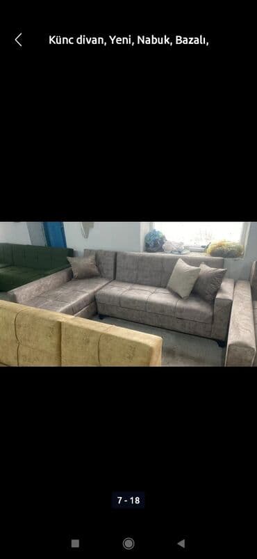 мягкая мебель: Künc divan, Qonaq otağı üçün, Parça, Bazasız, Açılmayan — 8