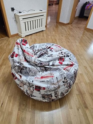 bufik: İşlənmiş, Pufik-kreslo, Parça, rəng - Ağ — 4