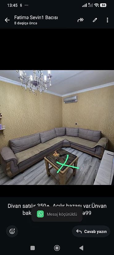 divan satisi: Divan satılır 350₼. Açılır bazası var.Ünvan baku — 1