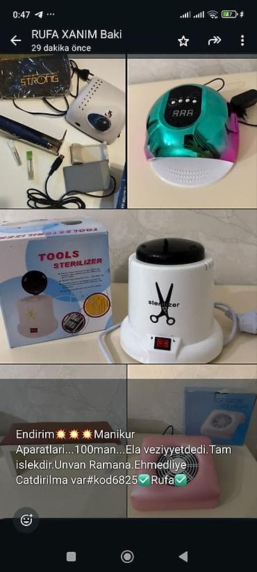 Manikür üçün peşəkar avadanlıq dəsti Dəstə daxildir: - Frez maşın