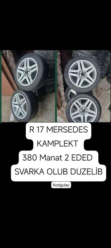 diski mercedes: Mercedes üçün R17 disklər – komplet - 5 qol, gümüş rəngli yüngül — 1