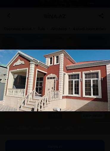 4 otaqlı həyət evi – Bakı - Zövqlü klassik fasad, dekorativ pilonlar