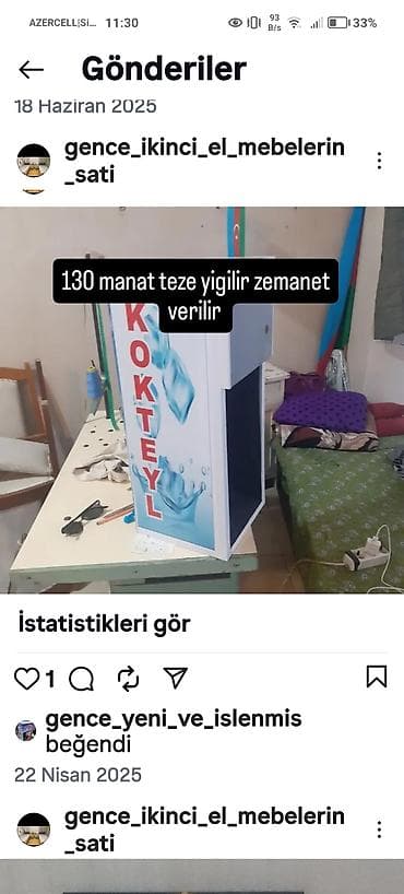 Kokteyl vitrini/standı - Məhsul: “KOKTEYL” yazılı reklam